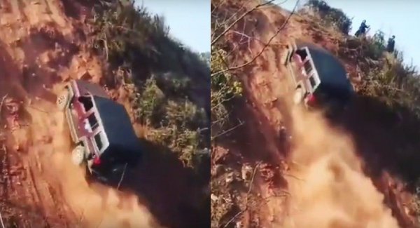 Внедорожник, который смог: Вертикальный подъем Land Rover Defender в гору попал на видео