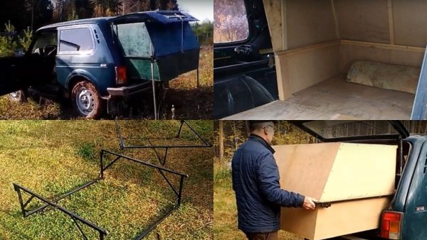 «Удобства во дворе»: Блогер построил бюджетный «автодом» из LADA 4x4